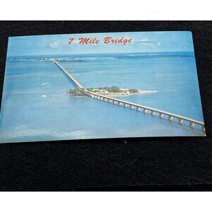 Vintage  7 Mile Bridge Overseas Highway Postcard Pidgeon Key‎ FL Aerial Unposted